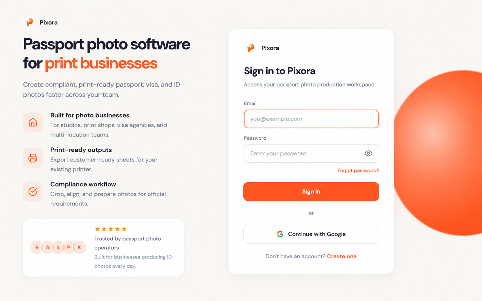 Pixora passport photo software preview